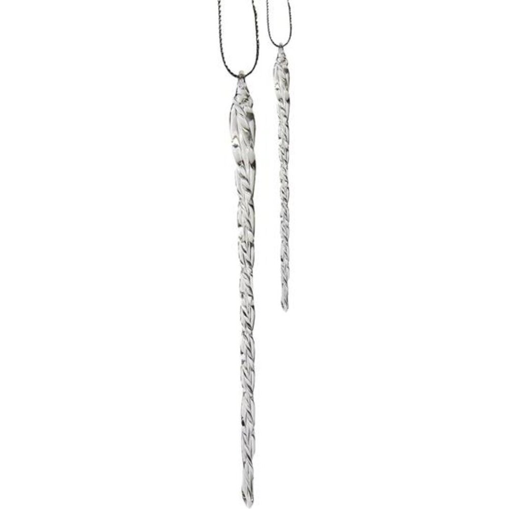 3-1/2-Inch-5-1/2-Inch Clear Glass Icicle Ornament Set of 24 Pieces - Picture 4 of 8